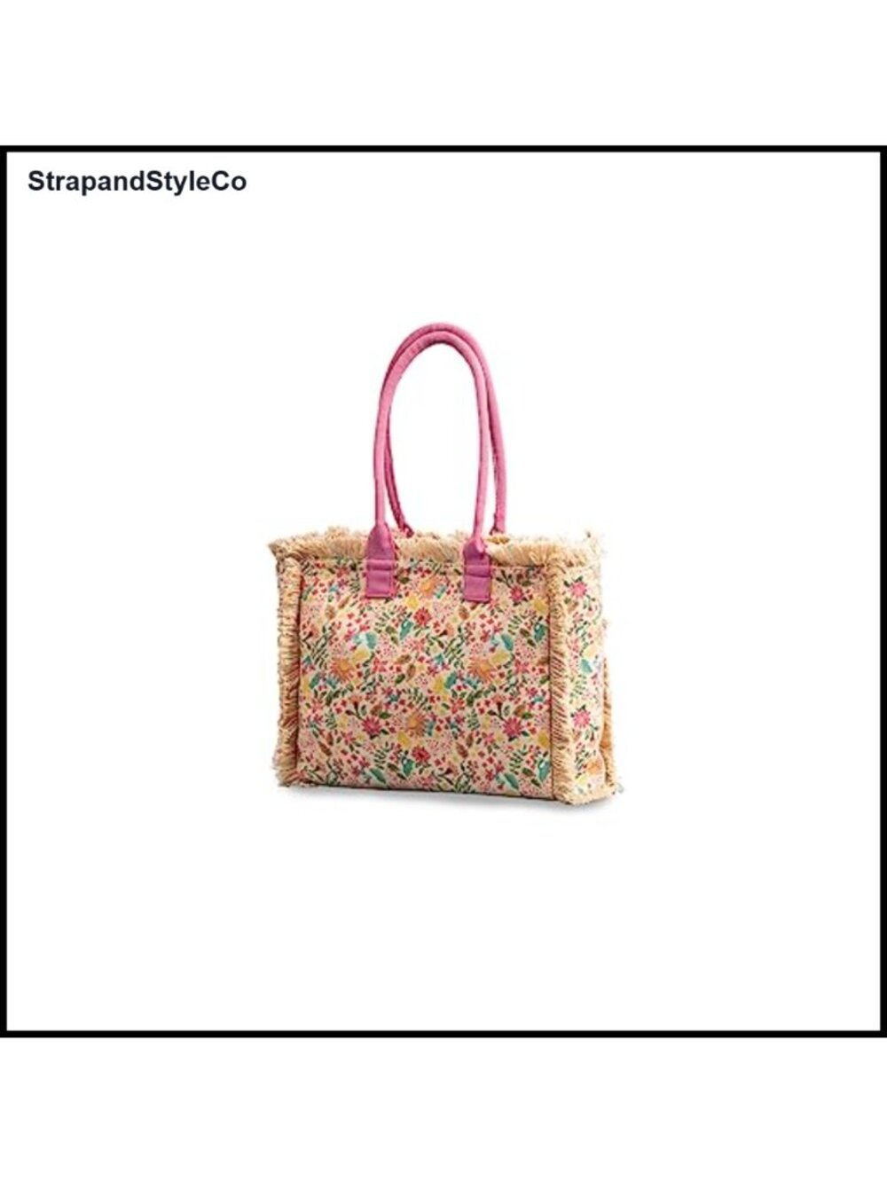 Canvas Tote Bag Ethnic Floral Print Tassel Hobo Shoulder Bag